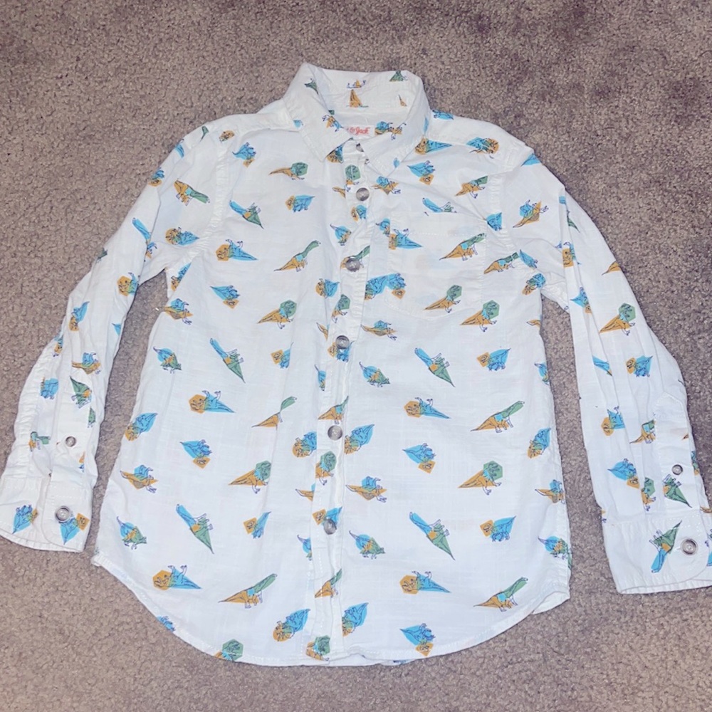 button up dress shirt boys children school dinosaur clothes top Easter outfit